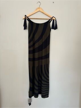 Andres Sarda Black And Khaki Green Long Dress Eu Size Small New With Tags (NWT)